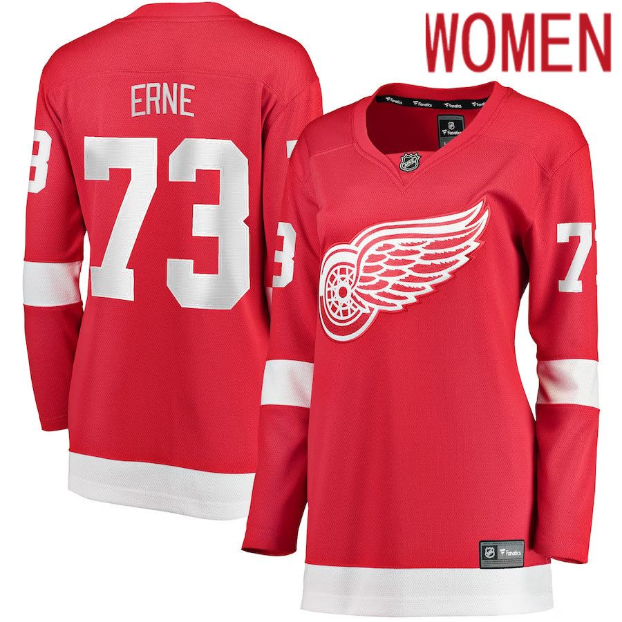 Women Detroit Red Wings #73 Adam Erne Fanatics Branded Red Home Breakaway Player NHL Jersey->women nhl jersey->Women Jersey
